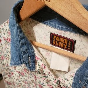 Vintage Faded Glory floral button down fleece XL